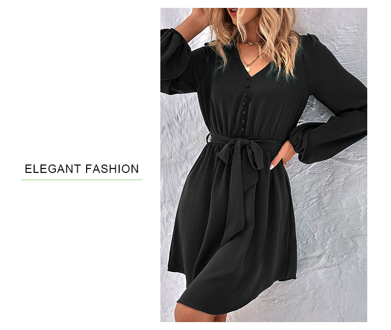 Abito da donna a maniche lunghe con scollo a V_voghion.com