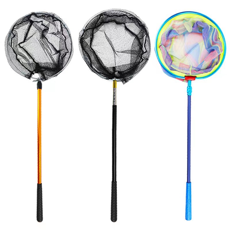 圓形抄網碳素抄網 鋁合金兩節可伸縮撈魚網 不鏽鋼圓形抄網批發