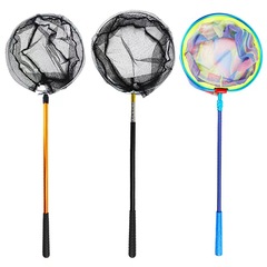 圓形抄網碳素抄網 鋁合金兩節可伸縮撈魚網 不鏽鋼圓形抄網批發