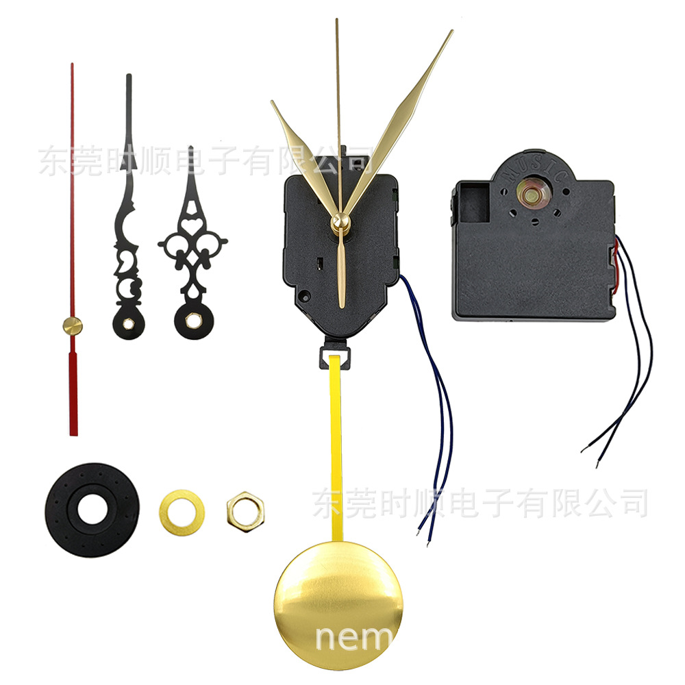 现货好质量石英钟摇摆机芯配二款钟针西敏寺音乐盒整点报时钟配件