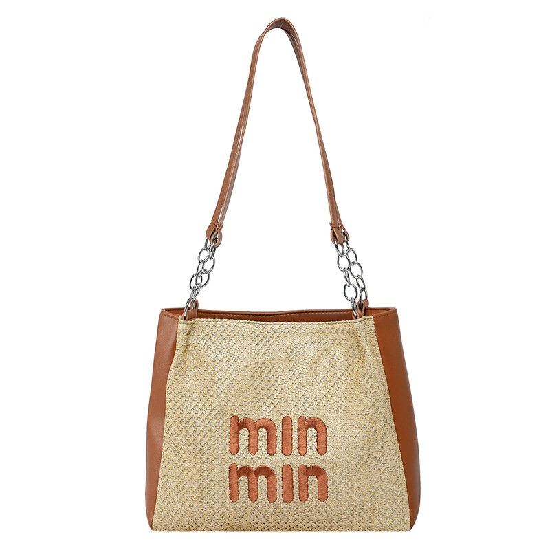 Bolso de gran capacidad retro para mujeres 2025 nueva moda letras extranjeras bolso de hombro de color para trabajar bolso de viaje