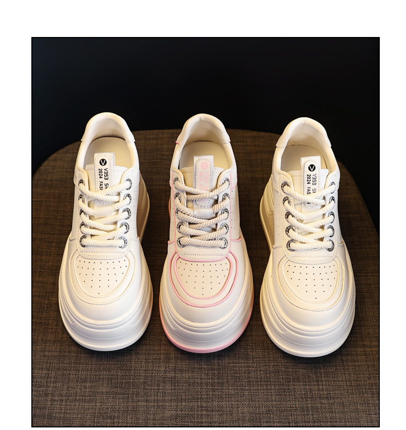 Giày sneaker nữ đế dày phối màu tăng chiều cao — Màu trắng be chi tiết 17