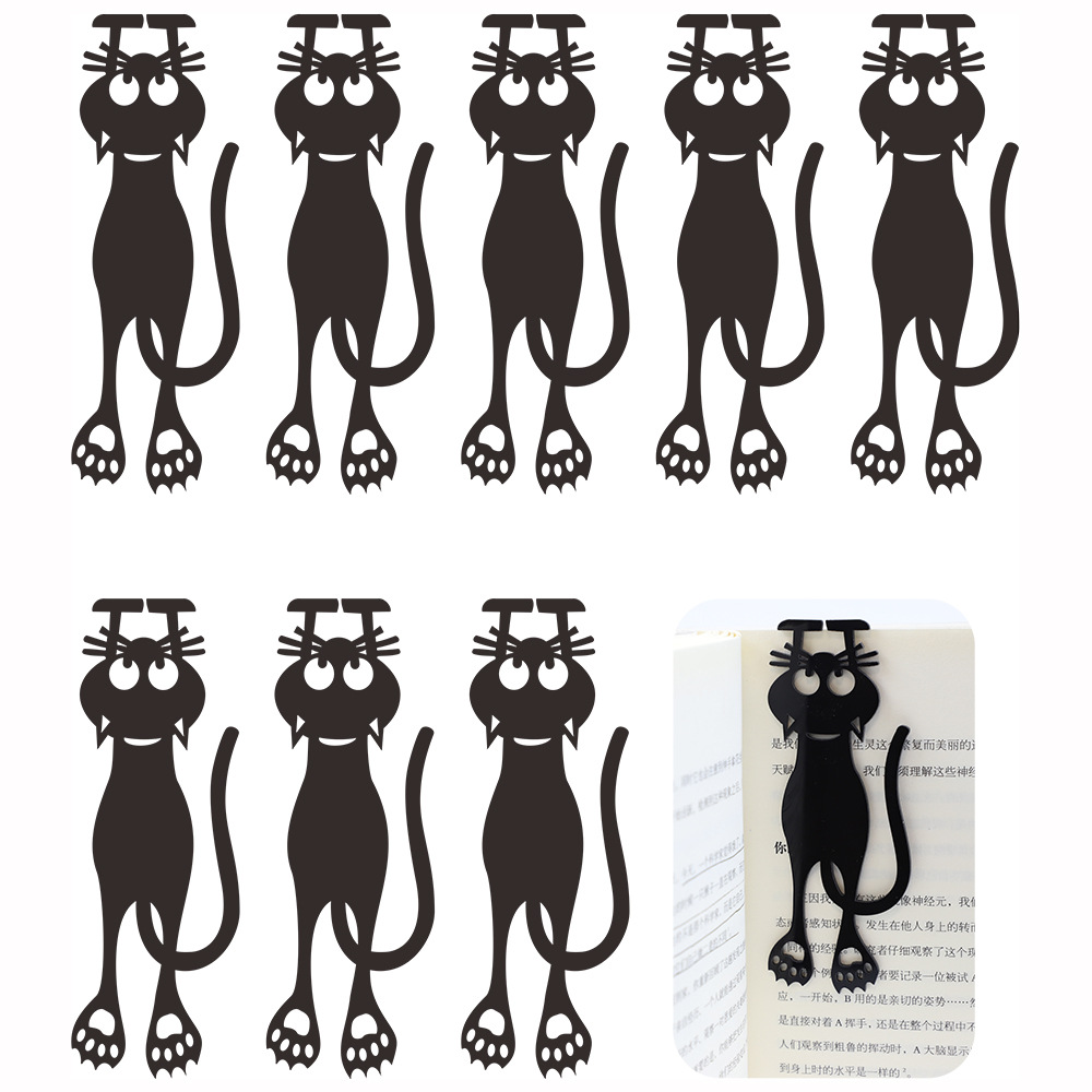 Hollow gatito marcador acrílico creativo gato negro etiqueta libro Tarjeta hueco marcador en stock al por mayor