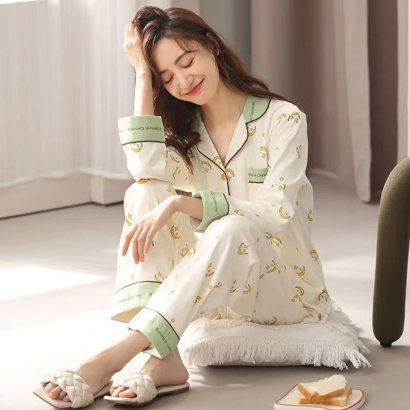 Pijamas de las mujeres de primavera y otoño 100% algodón de manga larga 2023 nuevo verano e invierno traje homewear al aire libre