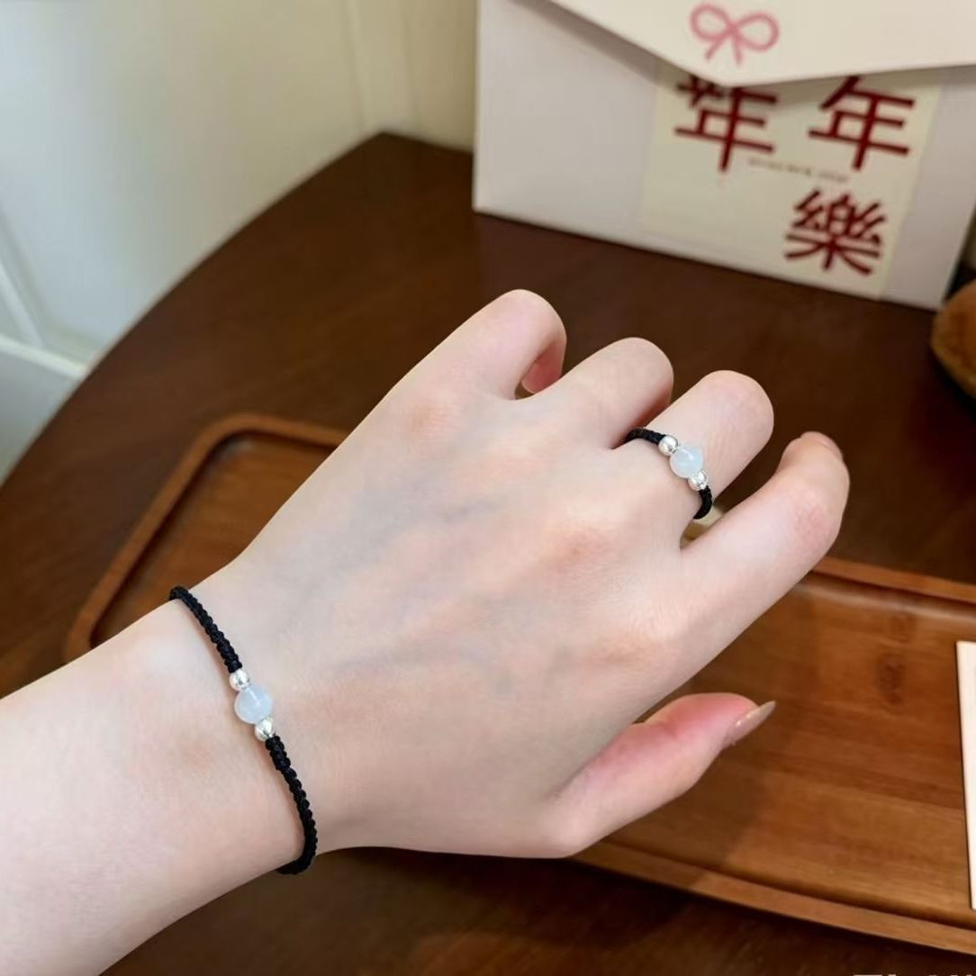 Minimalist Trendy Versatile High-End Cat's Eye Stone Fortune Bead Bracelet, Elegant Light Luxury Artistic Gift for Best Friends and Couples