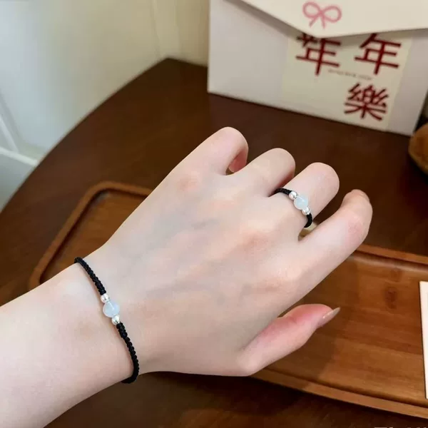Minimalist Trendy Versatile High-End Cat's Eye Stone Fortune Bead Bracelet, Elegant Light Luxury Artistic Gift for Best Friends and Couples