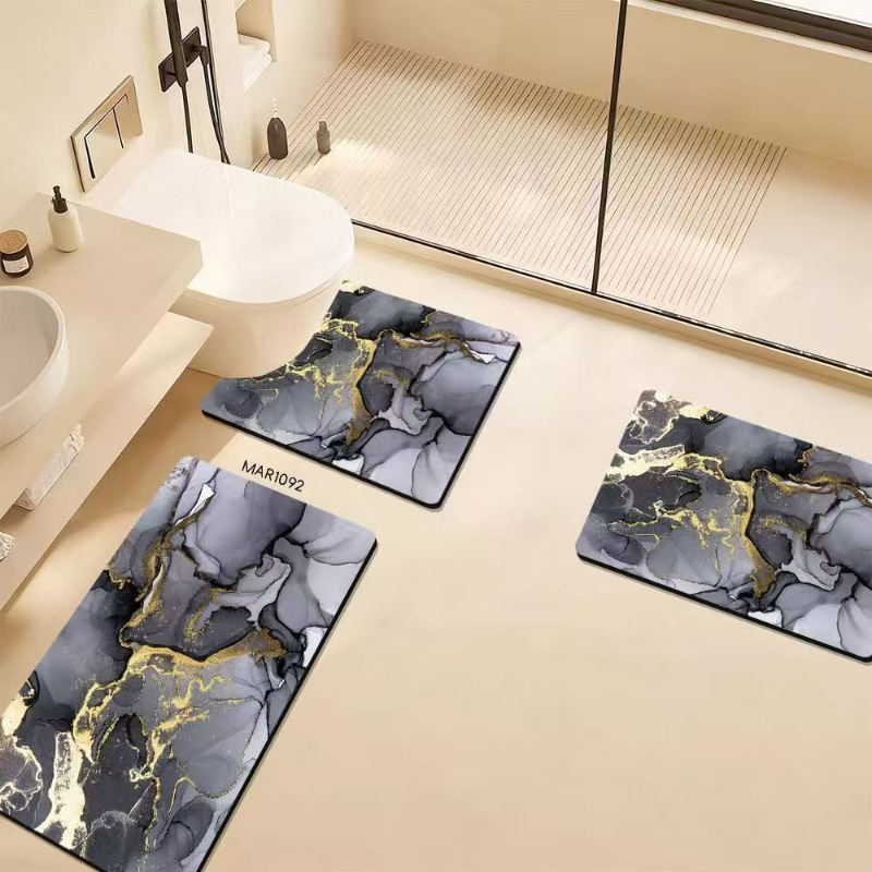 Alfombra de barro de diatomeas simple, alfombrilla de baño de secado rápido absorbente de agua especial, alfombrilla de baño de tres piezas antideslizante y resistente a la suciedad