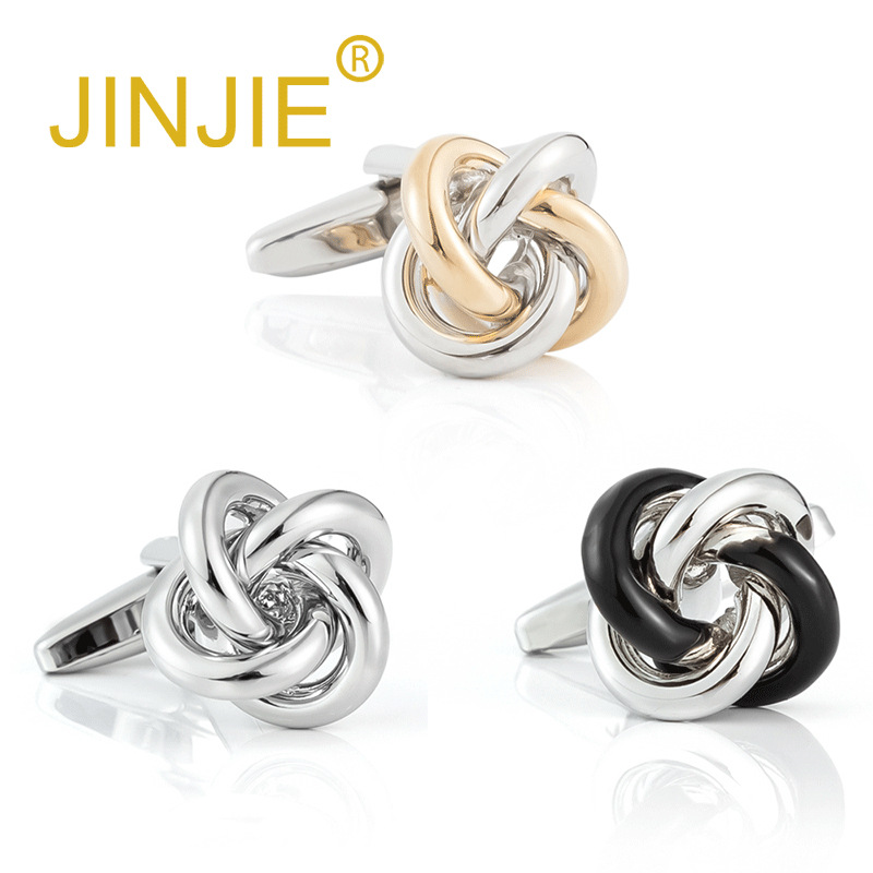 New high-end electroplated mixed-color braided copper metal cufflinks for export, French-style cufflinks for men, wholesale