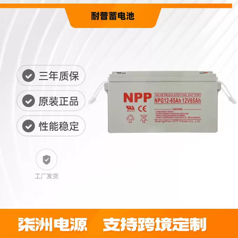 NPP耐普蓄电池NPG65-12 太阳能 12v65AH 直流屏 蓄电池