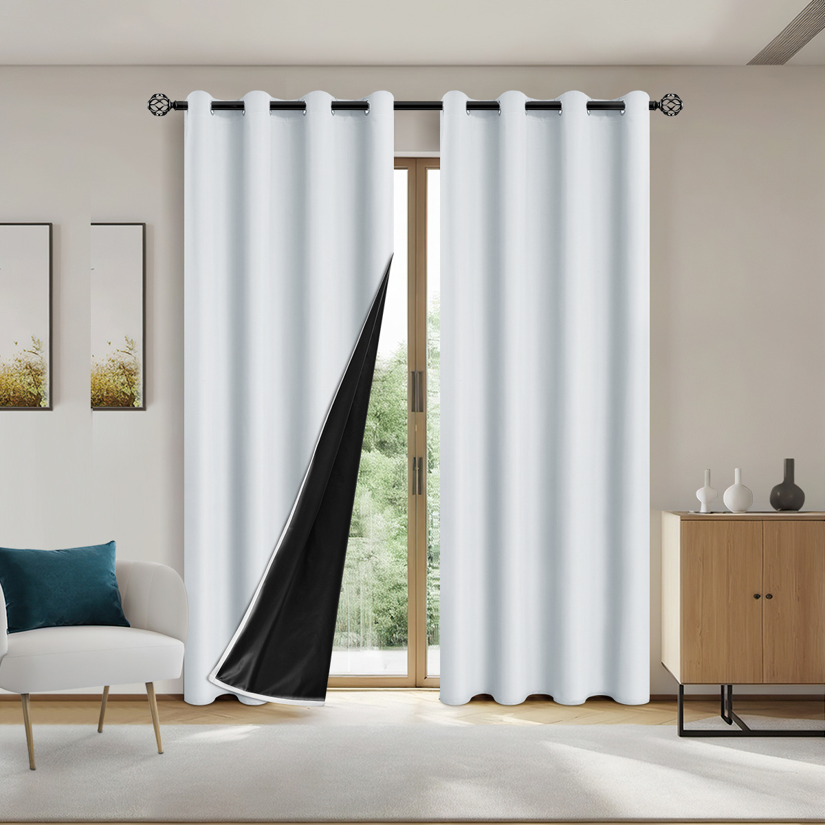 Cortinas opacas 100% blackout con recubrimiento térmico, protección solar y aislante, listas para envío TEMU / AliExpress