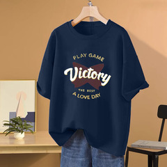 アメリカレトロ100% 純綿半袖tシャツ女性2025夏oversizeゆるいサイズ百合上着ins