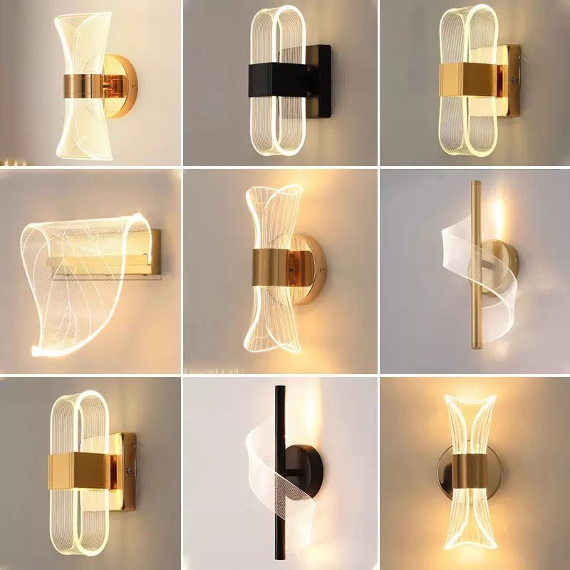 lámpara de pared interior minimalista lámpara de cabezal de cama moderna lámpara de pared de lujo simple lámpara de sala de estar acrílica lámpara de pasillo creativa
