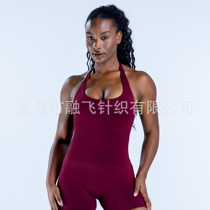 Df Seamless Backless Solid Color Halter Neck Vest with Chest Pads, Summer Quick-Dry Sports Outdoor High-Elastic Vest for Women Df Seamless Backless Solid Color Halter Neck Vest with Chest Pads, Summer Quick-Dry Sports Outdoor High-Elastic Vest for Women