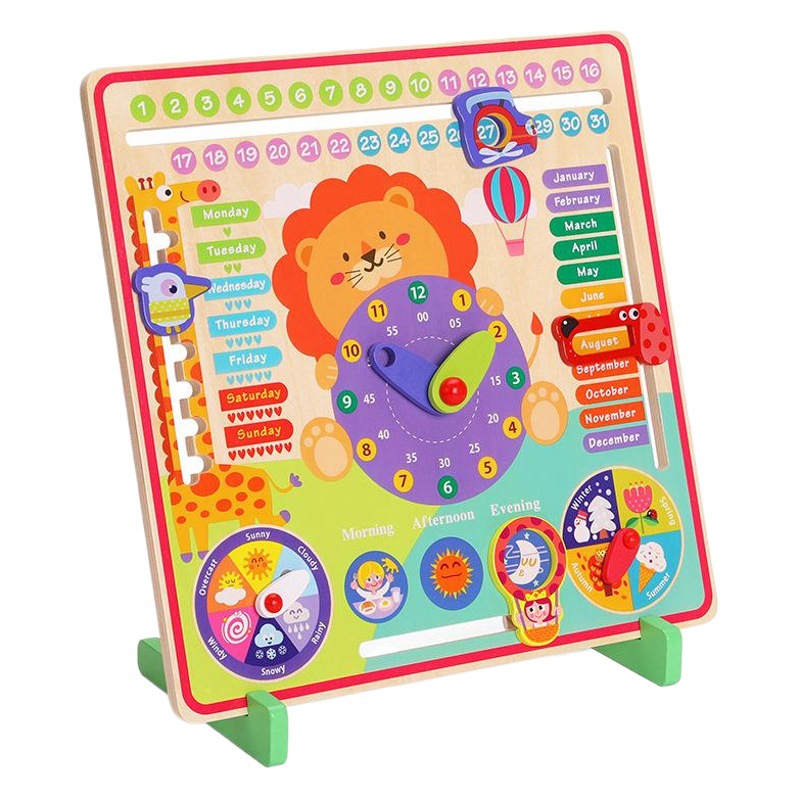 Juguetes educativos para niños aprenden a reconocer el tiempo nuevo reloj calendario multifuncional cognitivo kindergarten Montessori material didáctico