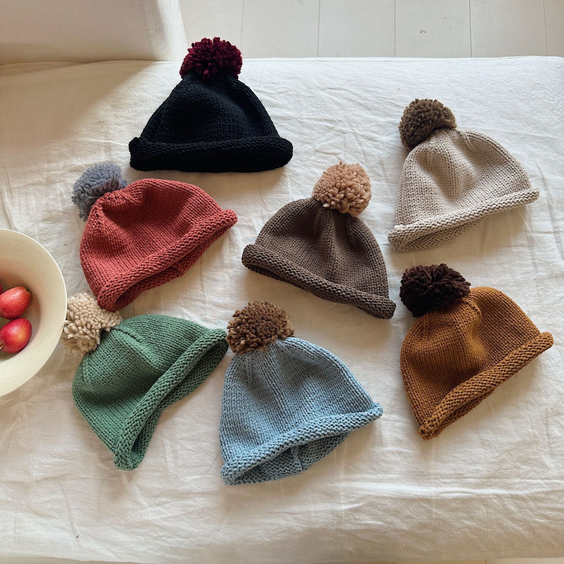 Sugar Pear ropa infantil sombrero para niñas 2024 otoño y invierno nuevo niño lindo sombrero de punto de dibujos animados sombrero de lana bebé