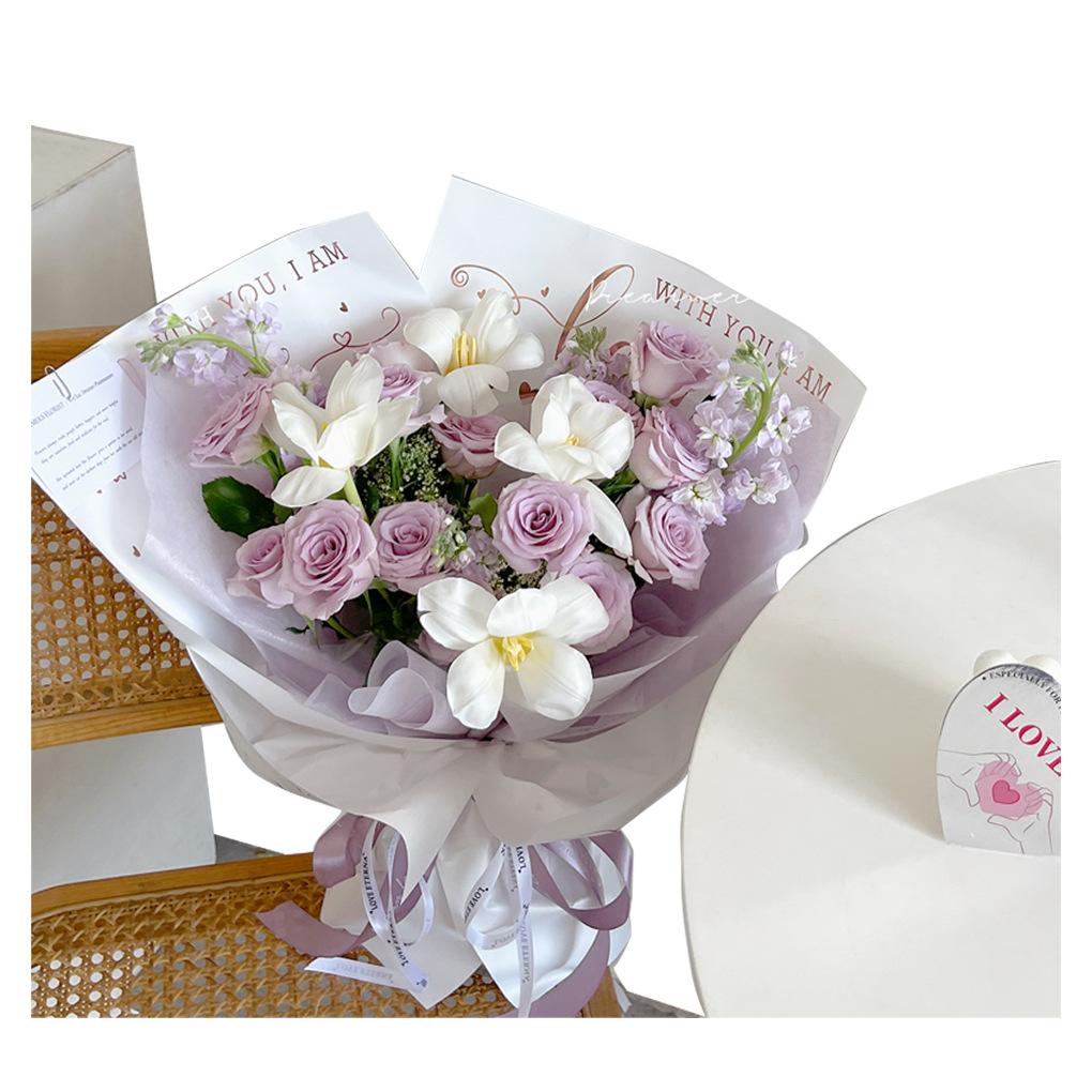 Lizhi Ran tarjeta pequeña impermeable simple celebridad neta papel de estampado en caliente floristería embalaje de flores ramo papel de embalaje