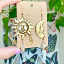 欧美复古太阳日月亮天体波西米亚水晶耳环 星星可爱耳环 厂家直销