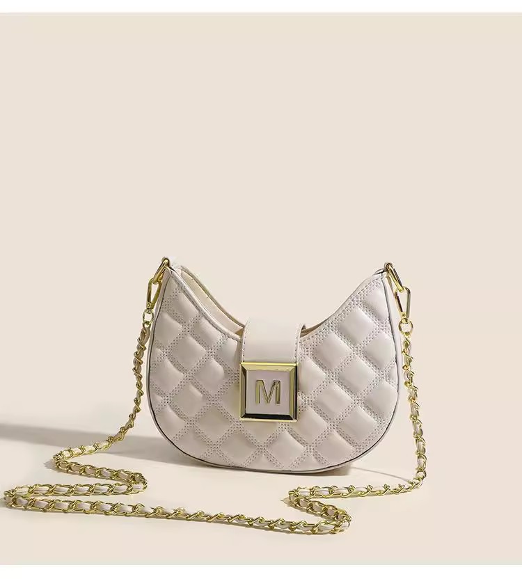 Advanced feeling for women 2023 new fashion Lingge single shoulder underarm bag versatile niche texture chain_voghion.com