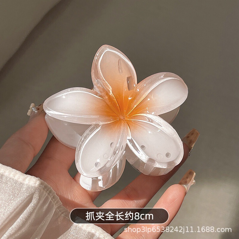 8cm/4cm ヨーロッパとアメリカの国境を越えた売れ筋フラワーサイドヘアピン、女性らしく高級感のあるプルメリアグリッパー、後頭部用|undefined