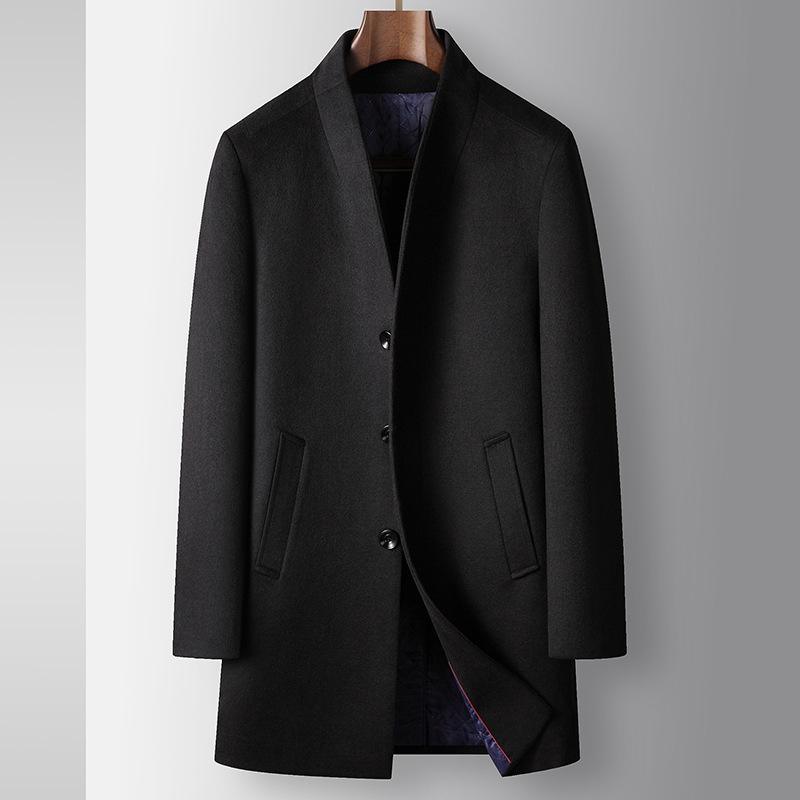 Cross-Border Men's Outwear Single-Breasted Nise Coat Stand Collar Men's Fashion Business Plus Cotton Wool Coat Ready for Sale Cross-Border Men's Outwear Single-Breasted Nise Coat Stand Collar Men's Fashion Business Plus Cotton Wool Coat Ready for Sale