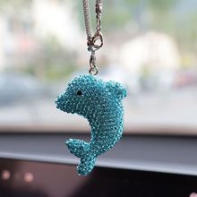 可爱镶钻海豚汽车挂件可爱海洋小动物汽车后视镜装饰萌宠挂件饰品