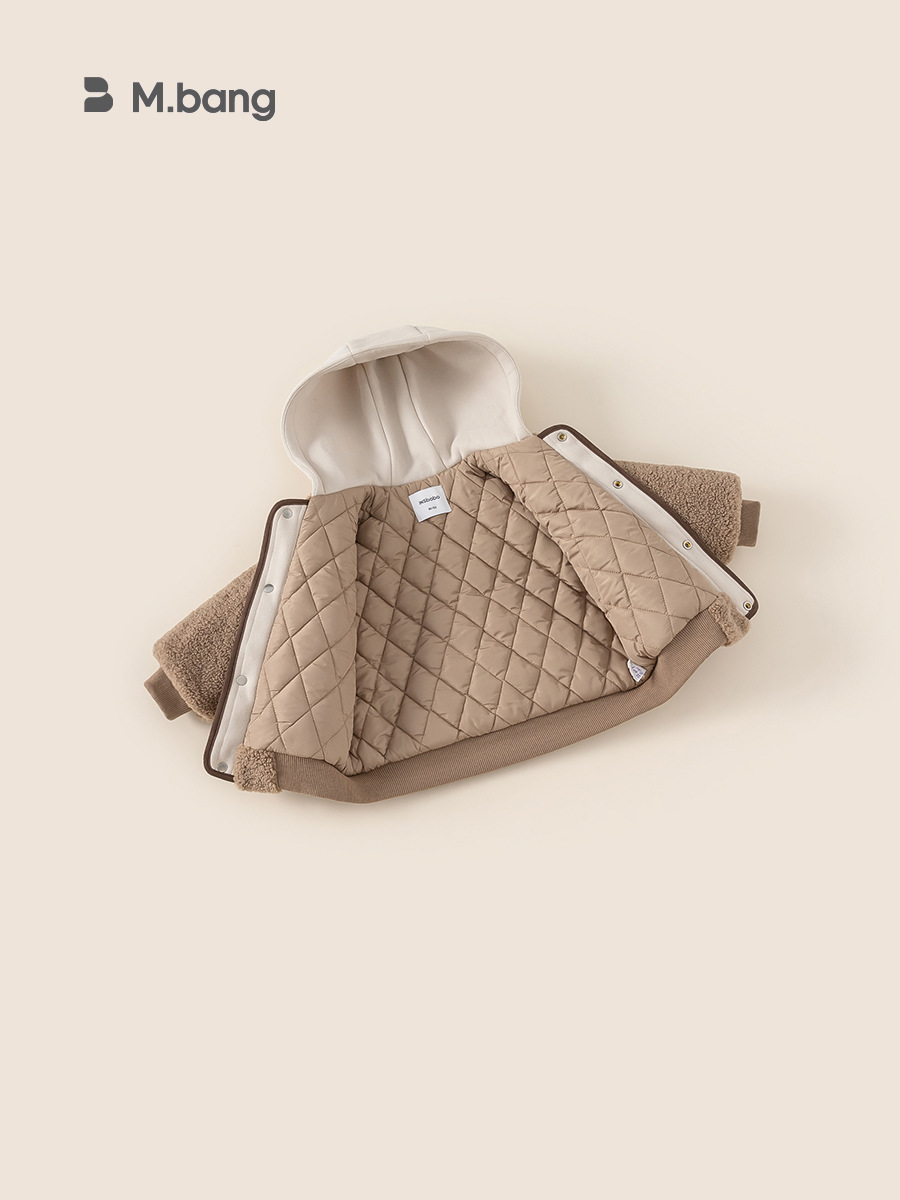 Yubao ropa infantil para niños más terciopelo grueso y cálido falso dos piezas de suéter de algodón de invierno chaqueta de algodón encapuchado para niños