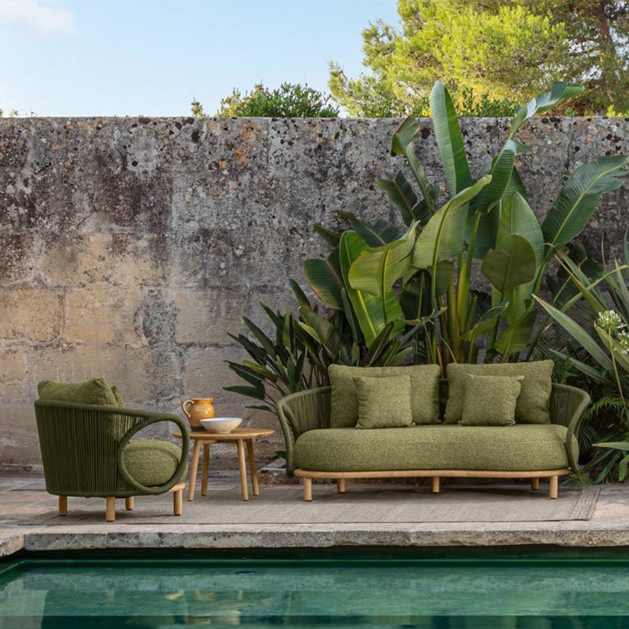 Sofá de ratán al aire libre Teak Garden Hotel Designer Ocio Lazy Bed Mesa de centro Balcón Muebles combinados