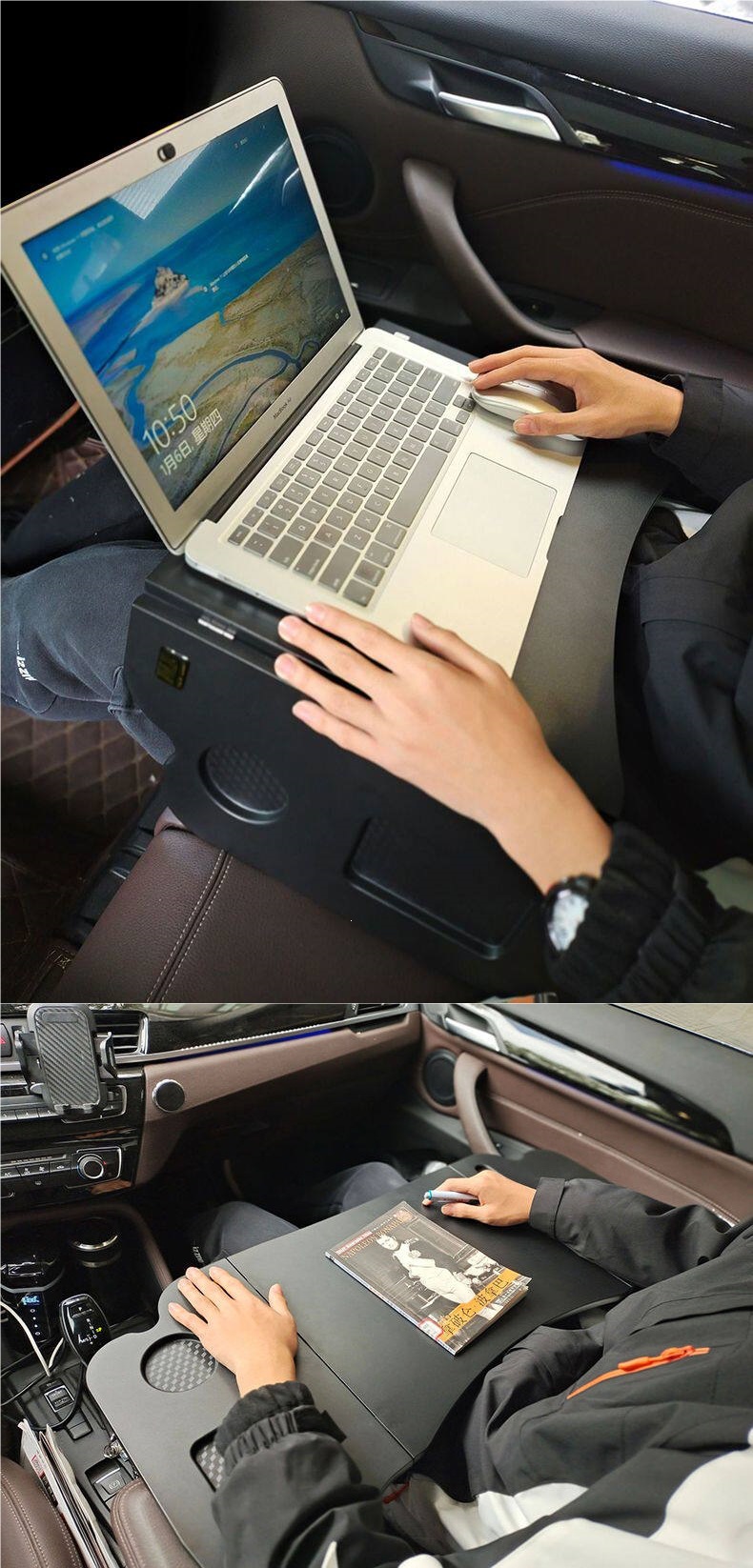Suitable for Tesla Model Y Small Table Board, Foldable Rear Seat Laptop Stand for Model 3