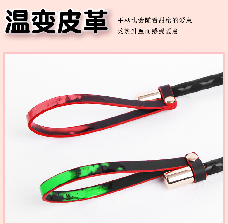 Temperature-Changing Horsewhip for Couples, PU Leather Adult Sensory Play Accessory, Black — detail image 23