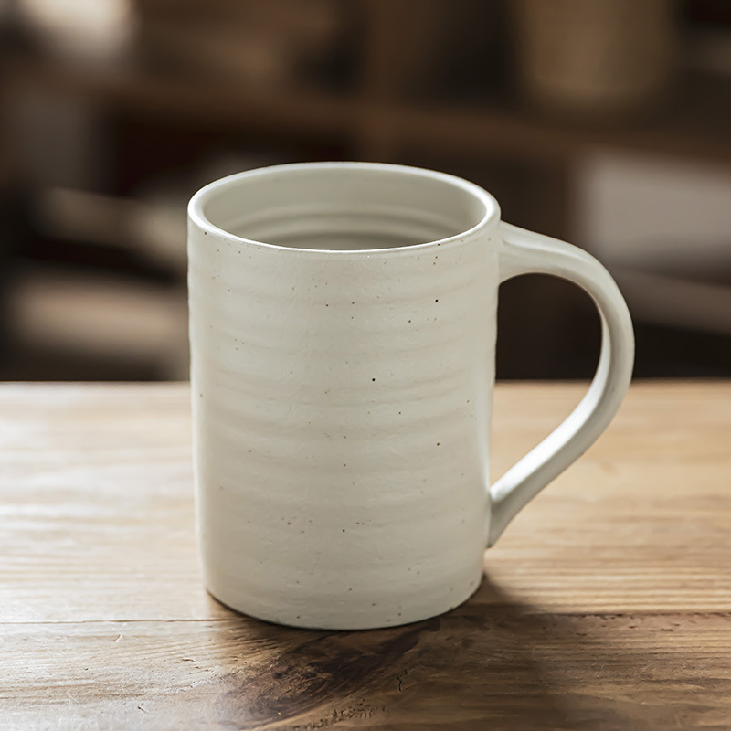 Taza de cerámica mate de alta textura, taza de agua de gran capacidad, taza de avena de leche, taza de café doméstica simple