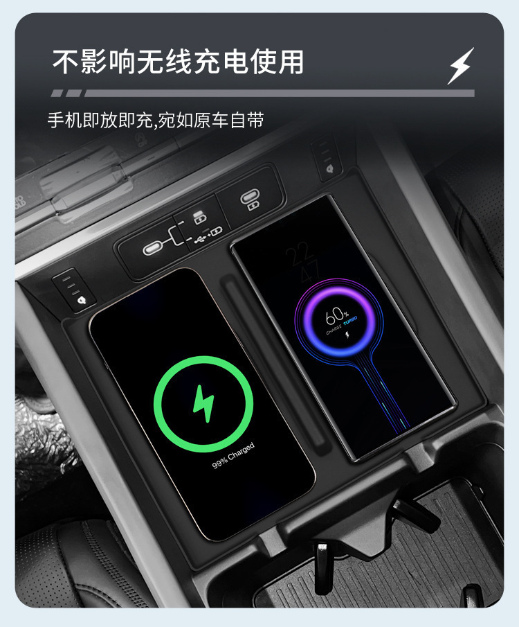 Car Charging Mat Suitable for 24 Models of Santa Fe, Wireless Charging Silicone Mat, Car Interior Accessories, Anti-Slip and Dust-Proof Mat for Vehicles