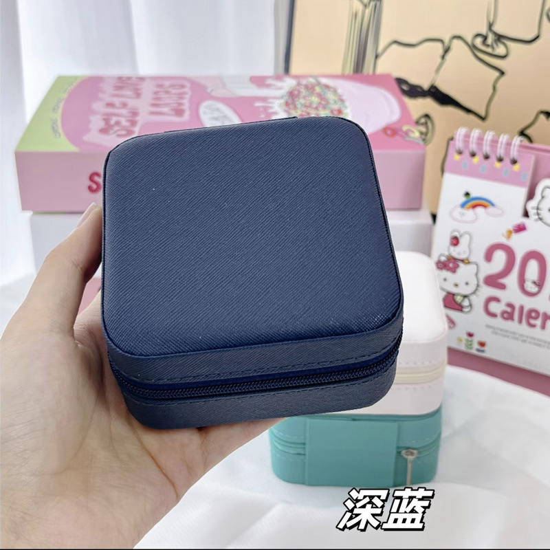 多機能ポータブルレザーツイルジッパーバッグリングネックレスイヤリングイヤリング大容量ジュエリー収納ボックス|undefined