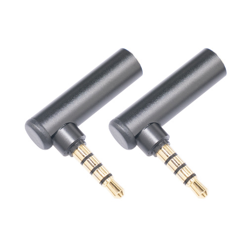 Aluminum alloy shell gold-plated plug 3.5mm male to female TRRS four-pole 90-degree mobile phone computer adapter