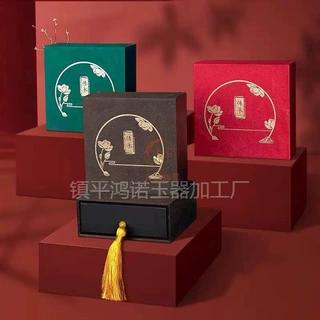 珠宝首饰盒古法金传承吊坠翡翠玉器文玩流苏抽屉礼物手镯收纳盒