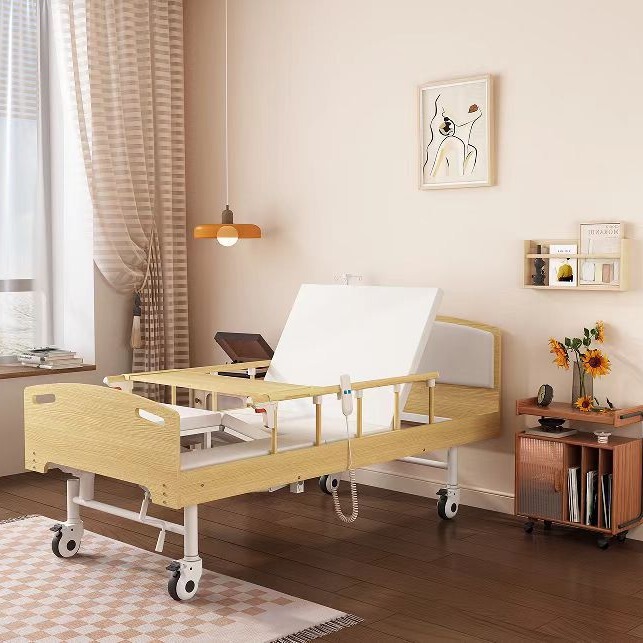 Electric Nursing Bed, Multifunctional Solid Wood Home Care Bed for Bedridden Patients, Intelligent Adjustable Electric Multifunctional Bed for Rehabilitation