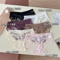 浪漫粉色系蕾丝三角裤纯欲新款背后镂空送情人斩男甜系少女内裤女