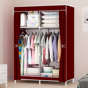 Customized Wardrobe for Home Bedroom, Floor-Standing Large-Capacity Clothes Rack Wardrobe, Simple Steel Pipe Assembly Wardrobe for Rental Housing