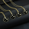 ins2022 new pattern Selling circular Zodiac Necklace factory Supplying Gold-plated black Drip Pendant