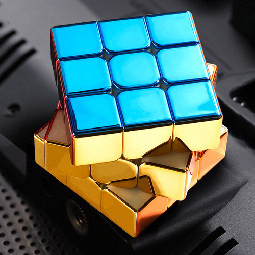 Holy hand gold electroplating magnetic second-order and third-order cardboard box for children's educational and fun toys Rubik's Cube dropshipping
