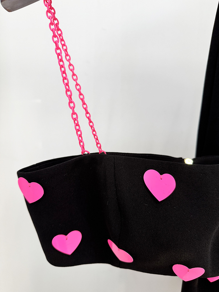 Spring Summer Heart Shaped Sequin Sling Vest Pants Two Piece Set