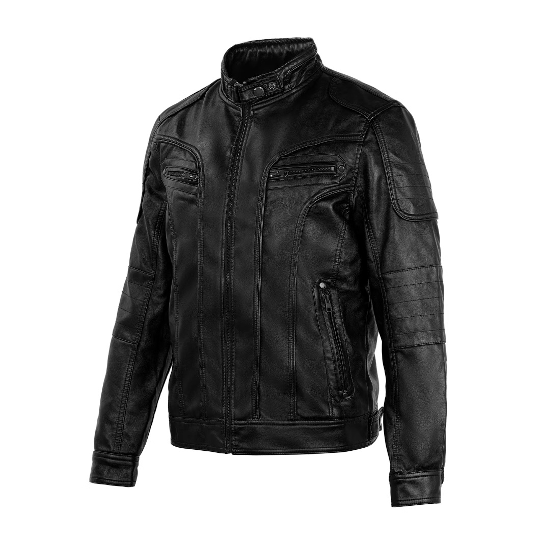 2025 Model Cross-Border Foreign Trade Young Men's Pu Leather Jacket Autumn and Winter Cycling Wear Casual Stand-Collar Motorcycle Jacket