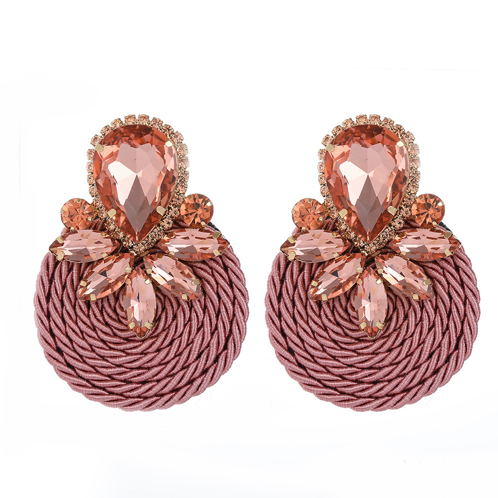 Fashion Round Diamond Braided Earrings display picture 14