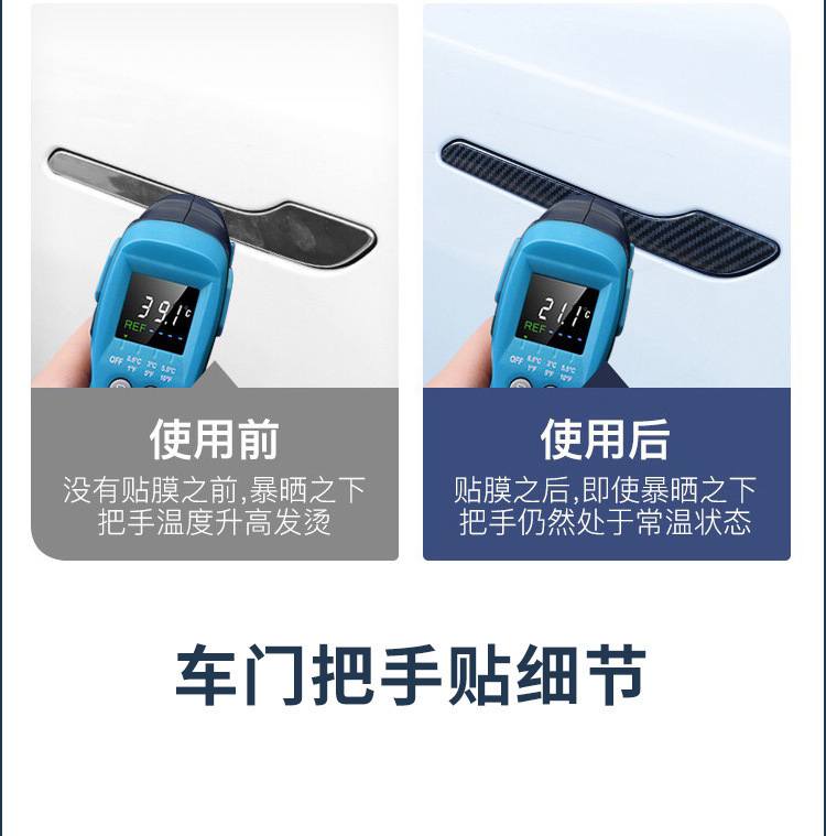 Suitable for Tesla Model 3/Y Anti-Scratch Decorative Strip Carbon Fiber Sticker Door Handle Protection Film