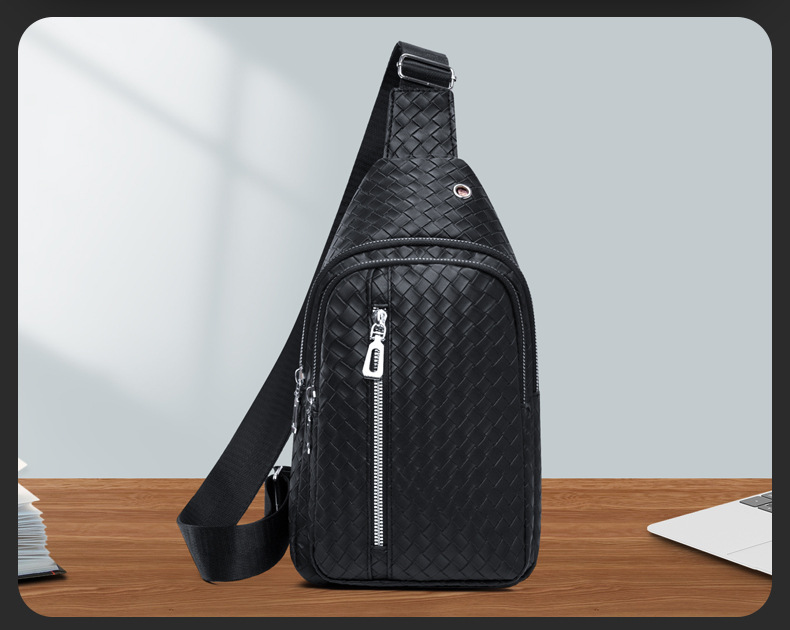 New trendy men's PU soft leather chest bag, simple single-shoulder bag, waterproof casual business crossbody bag, coin purse wholesale undefined