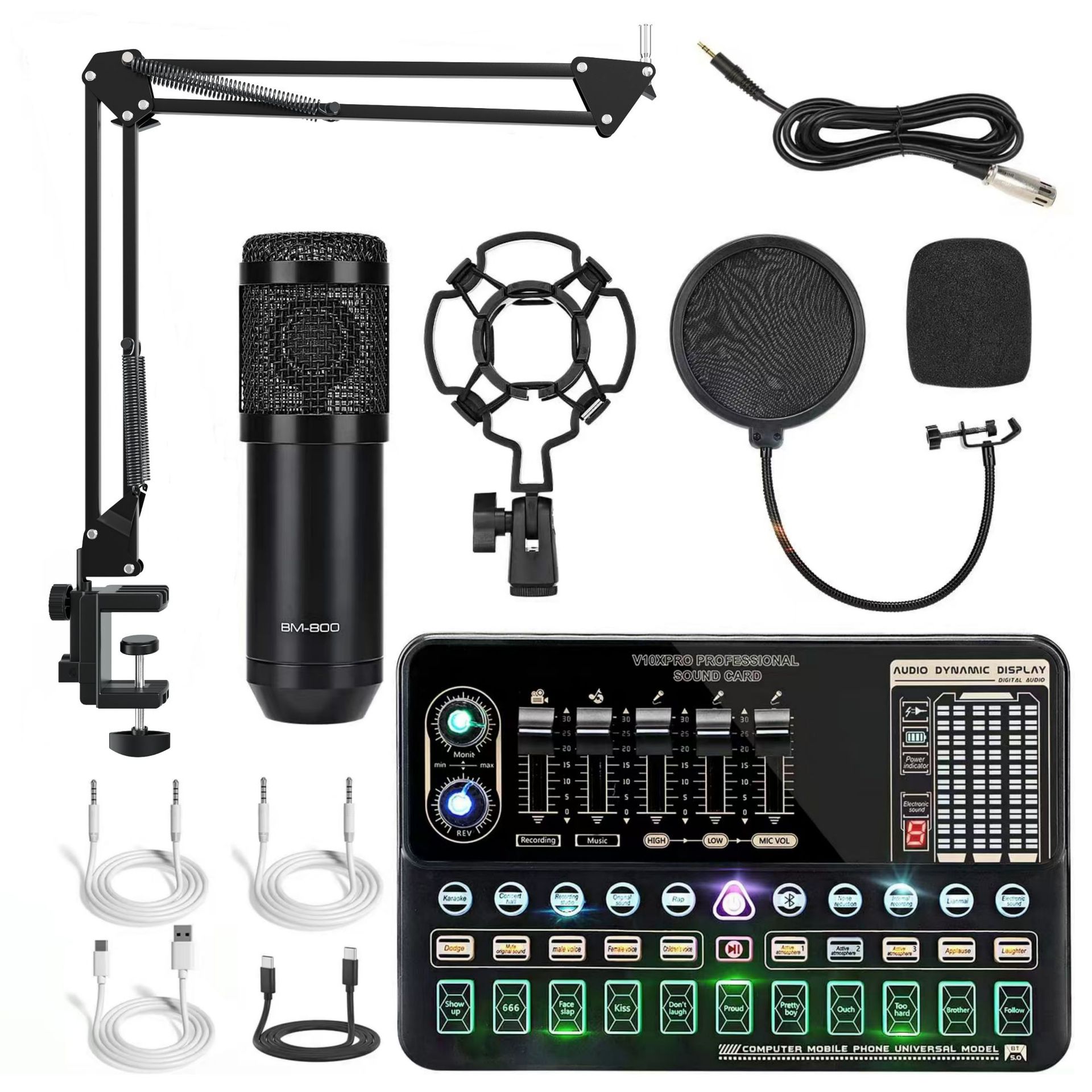 Cross-border Foreign Trade V10XPRO English Live Broadcast Sound Card Full suit Equipment Mobile Phone Tiktok Podcast Live Broadcast Microphone