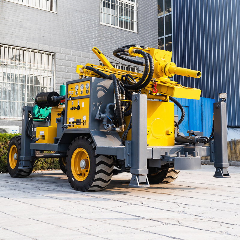 Máquina de perforación de prospección de pozos de agua neumática con ruedas, fácil de mover, perforadora diesel, perforadora de núcleos de exploración geológica