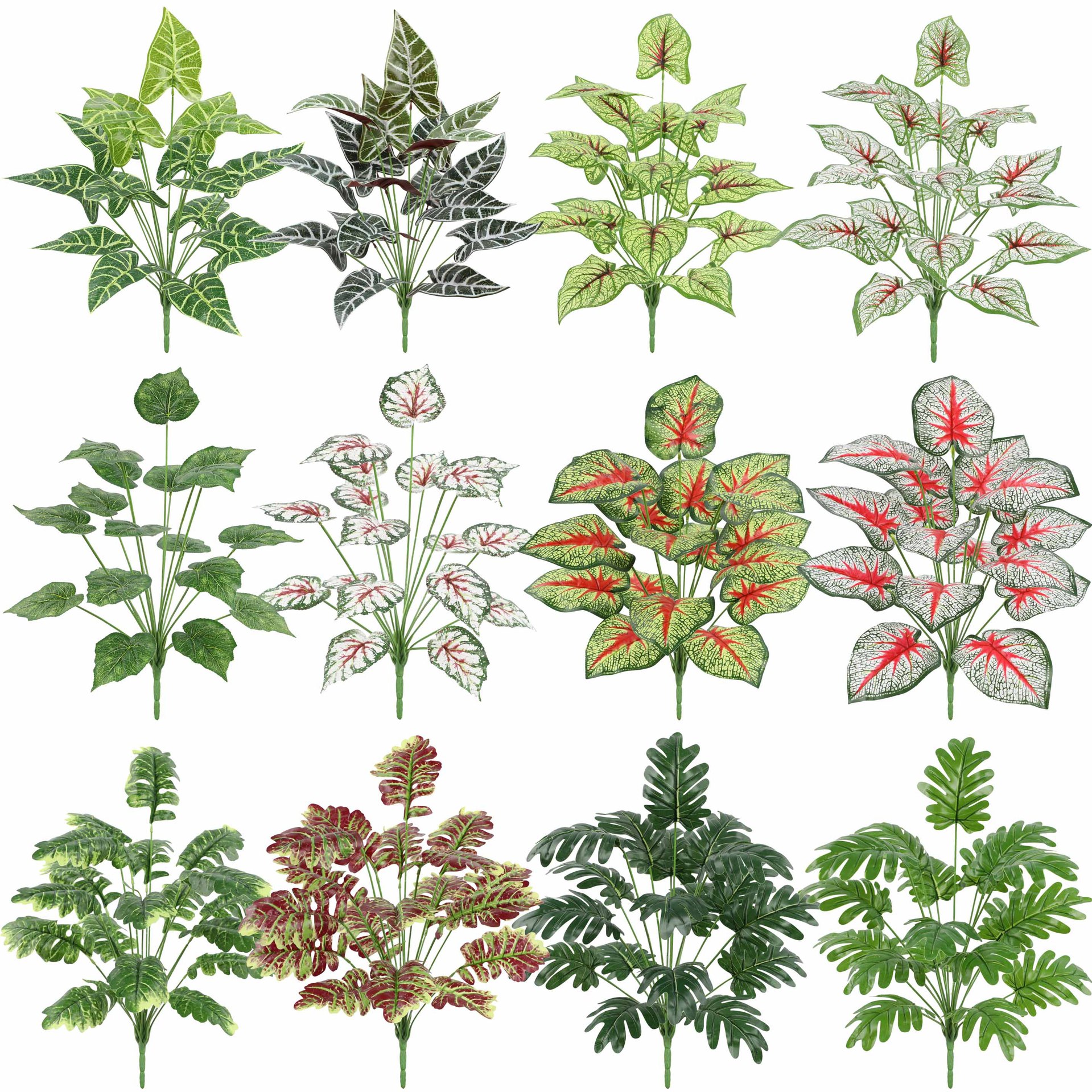 Simulated green plant feel rubber leaves simulated spring rain leaves home living room decoration plant wall garden decoration photography shooting