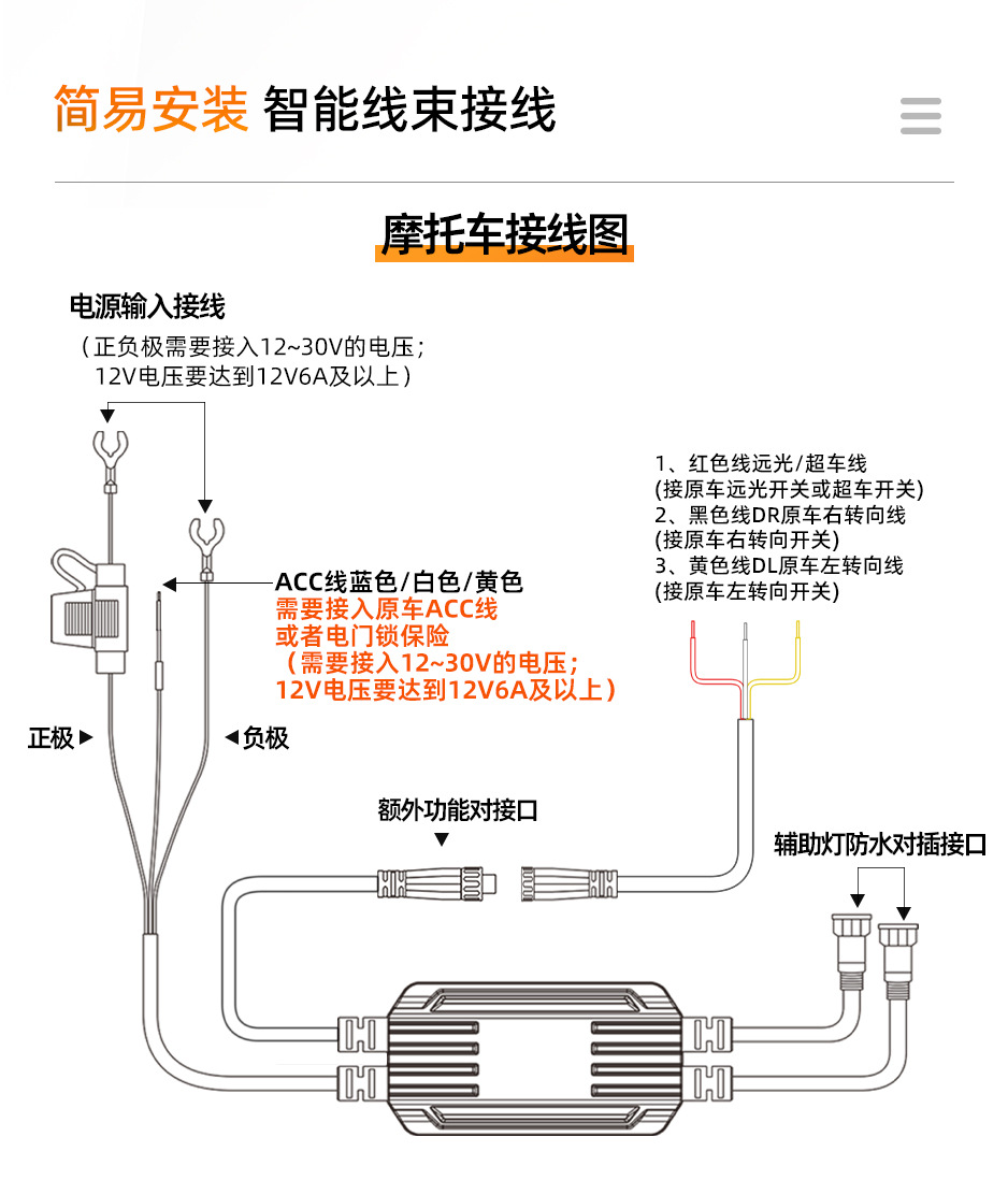 Motorcycle LED spotlight, ultra-bright high and low beam, flashing headlight, suitable for electric scooters, Niu No. 9, and for modifying headlights to improve visibility on roads