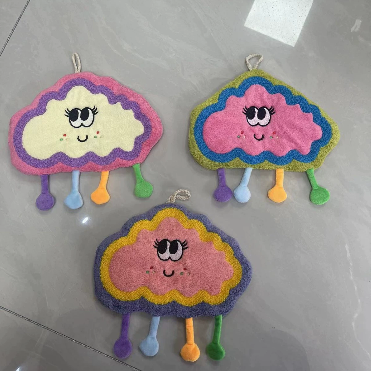 Новые цветные облака вышитые полотенца для рук мультяшные полотенца для рук