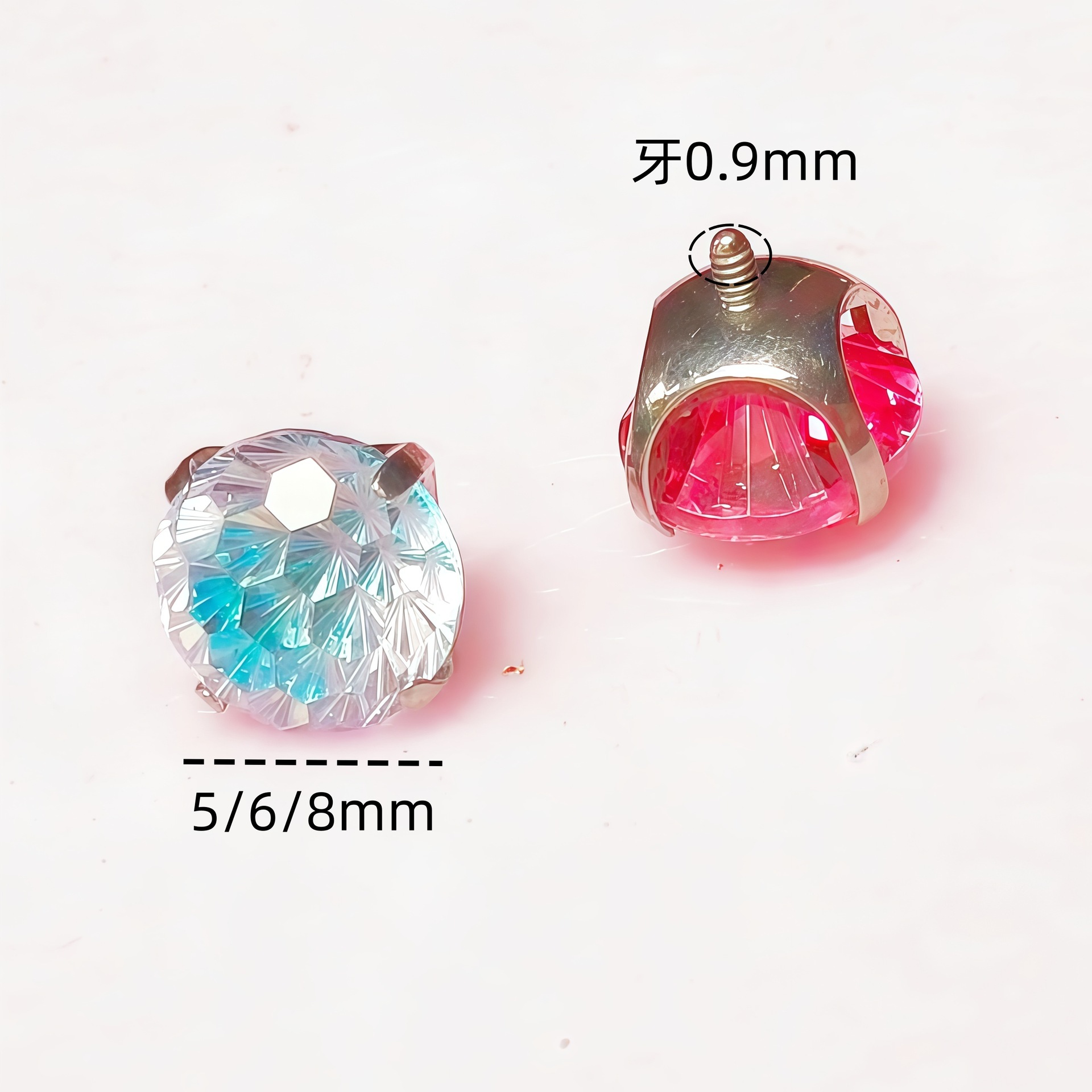 16G labret stud size and finish detail